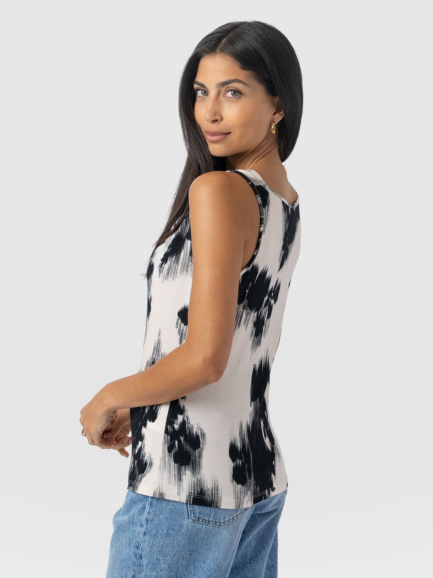 Cowl Neck Cami - White Fade Floral - Women's T-shirts | Saint + Sofia® USA